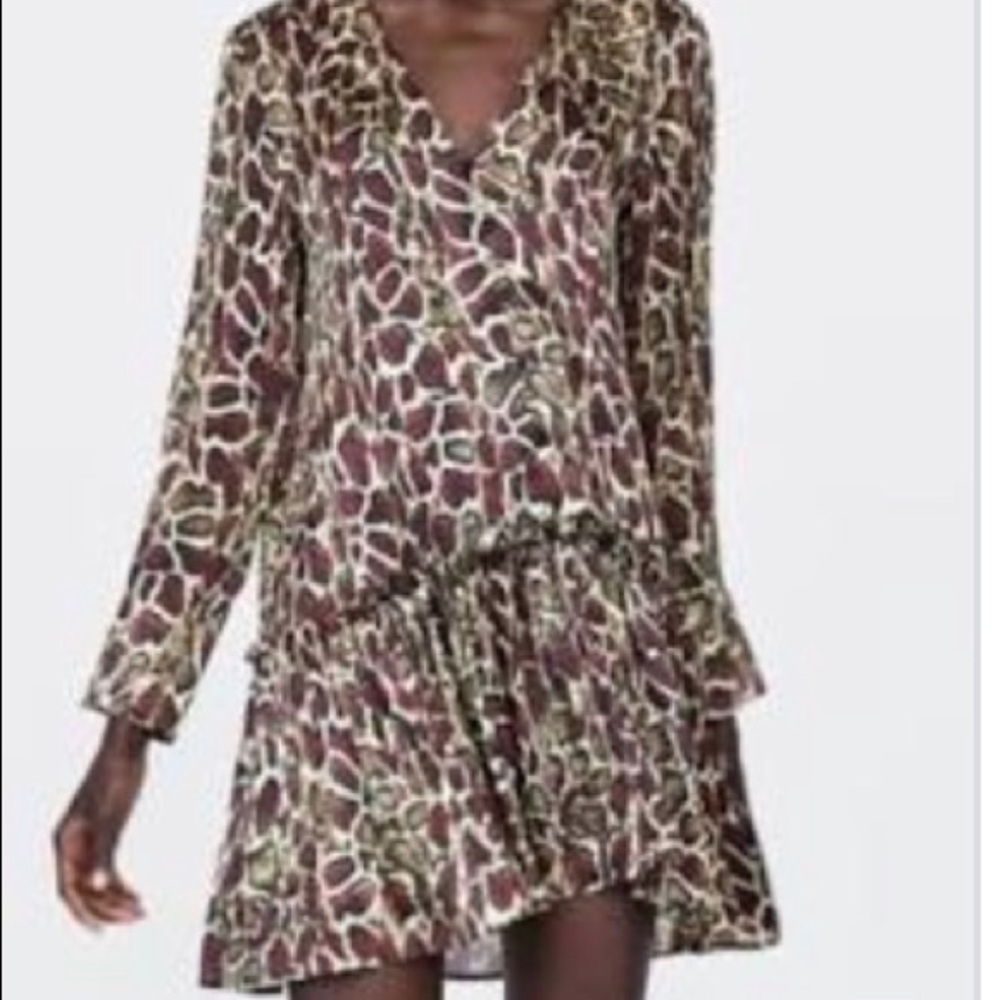 Zara  ruffle animal print dress